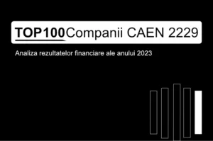 O imagine care conține textul "TOP 100 Companii CAEN 2229. Analiza rezultatelor financiare ale anului 2023"