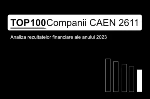 O imagine care conține textul "TOP 100 Companii CAEN 2611. Analiza rezultatelor financiare ale anului 2023"