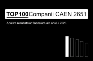 O imagine care conține textul "TOP 100 Companii CAEN 2651. Analiza rezultatelor financiare ale anului 2023"