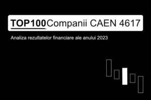 O imagine care conține textul "TOP 100 Companii CAEN 4617. Analiza rezultatelor financiare ale anului 2023"