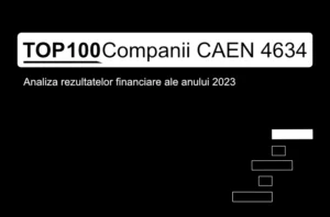 O imagine care conține textul "TOP 100 Companii CAEN 4634. Analiza rezultatelor financiare ale anului 2023"