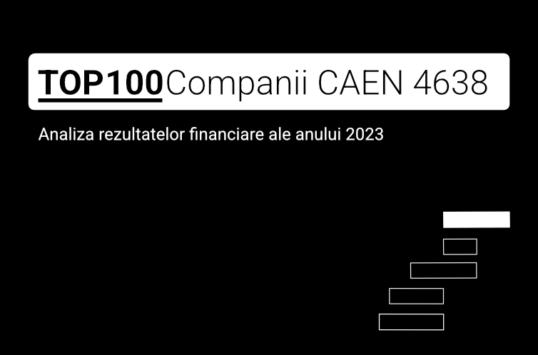 O imagine care conține textul "TOP 100 Companii CAEN 4638. Analiza rezultatelor financiare ale anului 2023"
