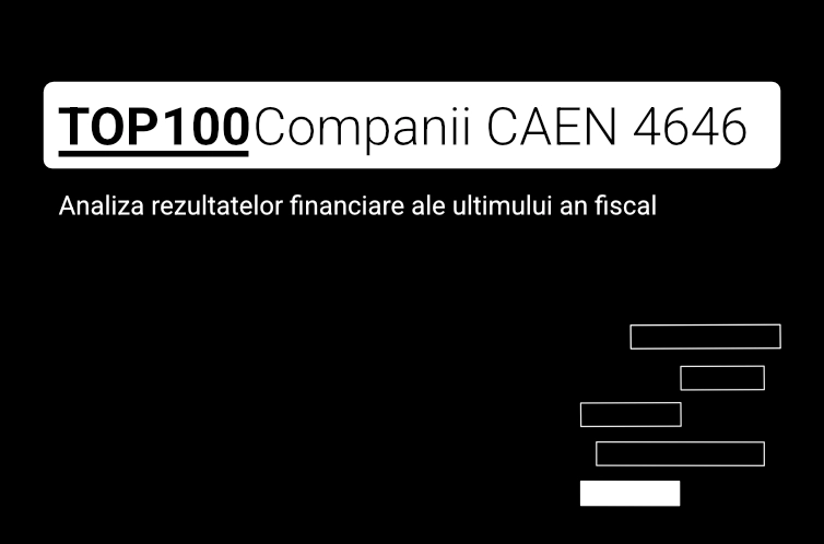 O imagine care conține textul "TOP 100 Companii CAEN 4646. Analiza rezultatelor financiare ale ultimului an fiscal"