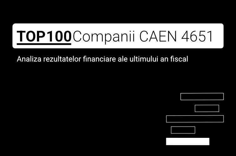 O imagine care conține textul "TOP 100 Companii CAEN 4651. Analiza rezultatelor financiare ale ultimului an fiscal"