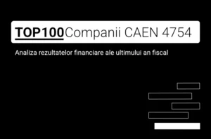 O imagine care conține textul "TOP 100 Companii CAEN 4754. Analiza rezultatelor financiare ale ultimului an fiscal"