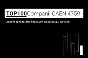 O imagine care conține textul "TOP 100 Companii CAEN 4759. Analiza rezultatelor financiare ale ultimului an fiscal"